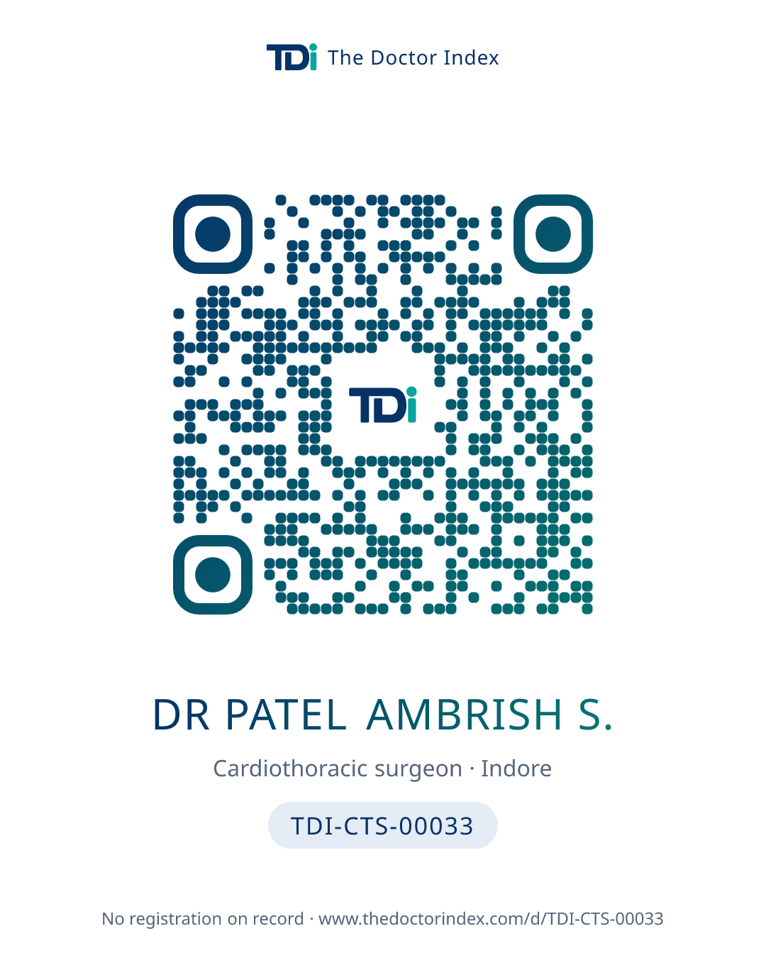 QR card for Dr Patel Ambrish S., TDI-CTS-00033