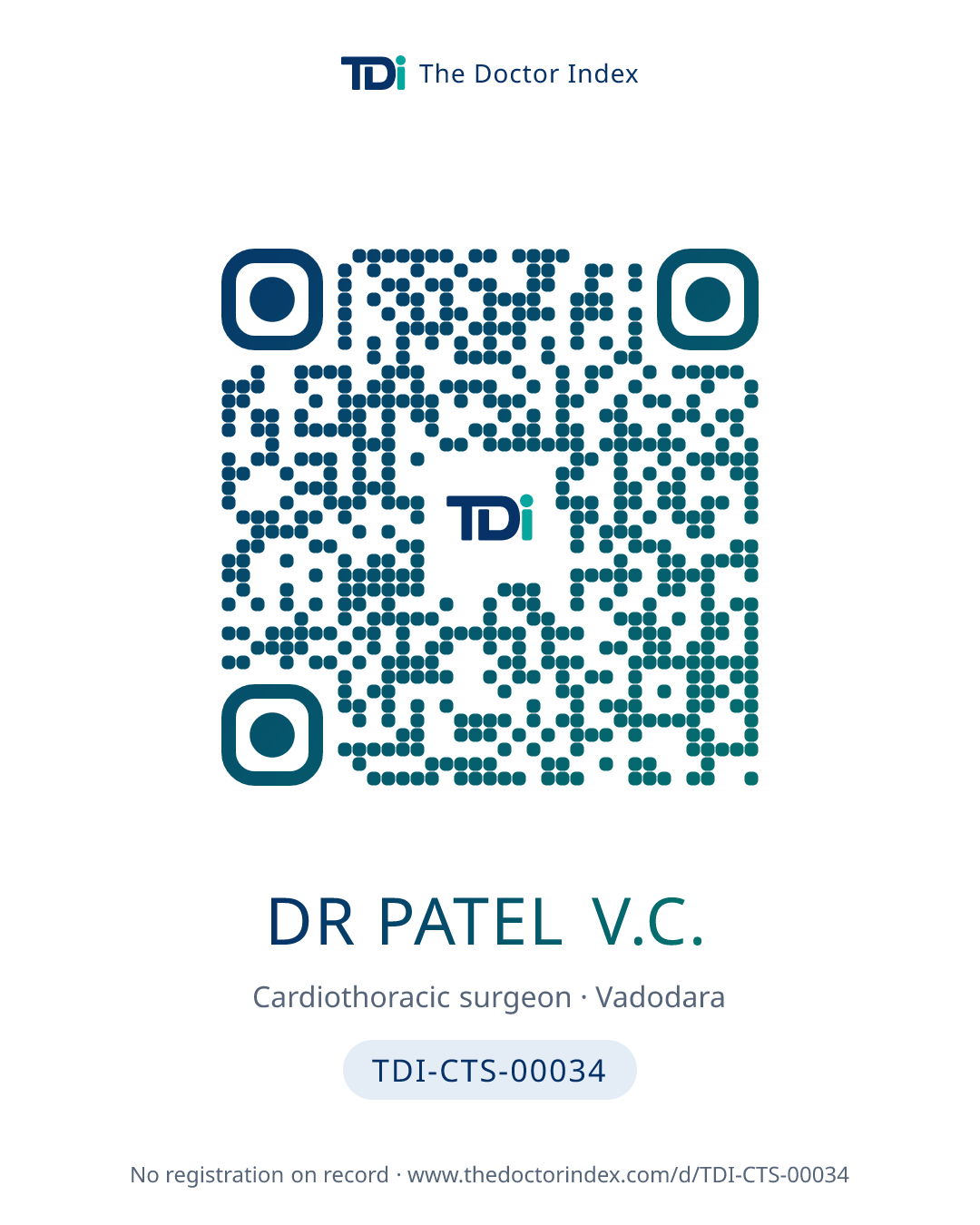 QR card for Dr Patel V.C., TDI-CTS-00034