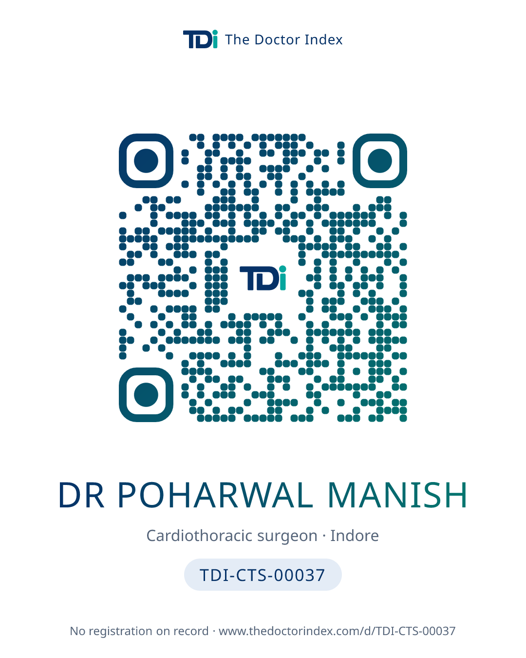 QR card for Dr Poharwal Manish, TDI-CTS-00037