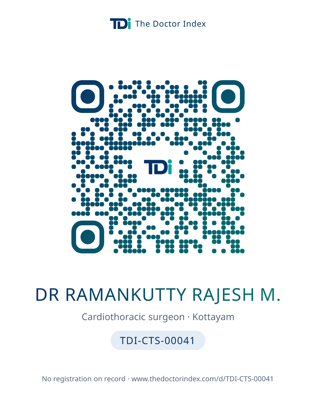 QR card for Dr Ramankutty Rajesh M., TDI-CTS-00041