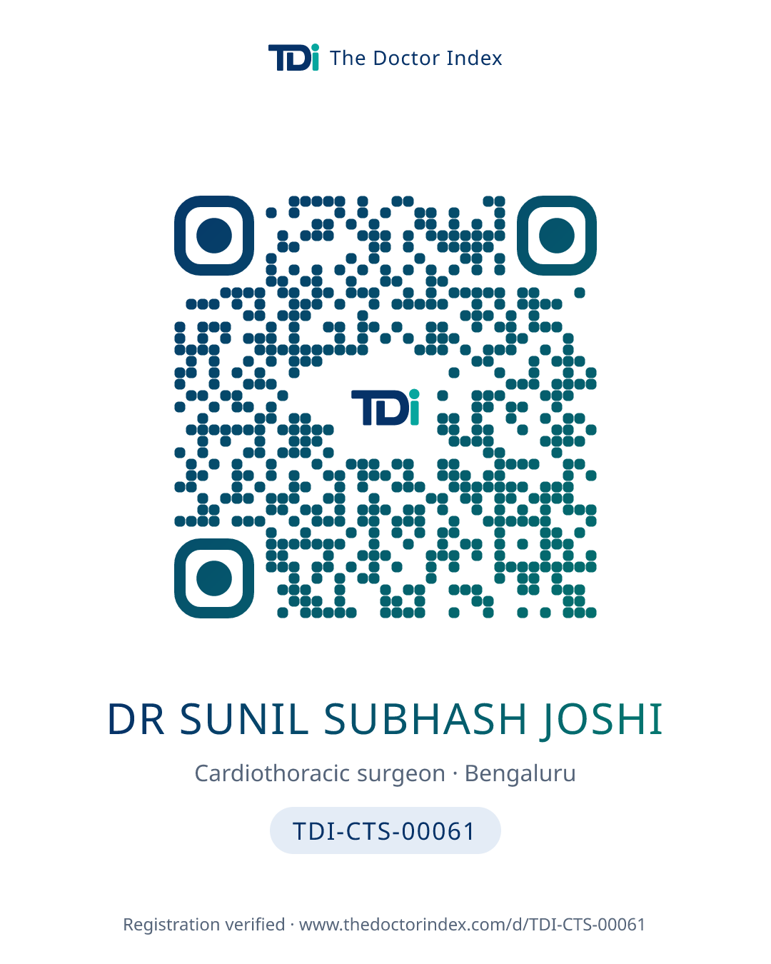 QR card for Dr Sunil Subhash Joshi, TDI-CTS-00061