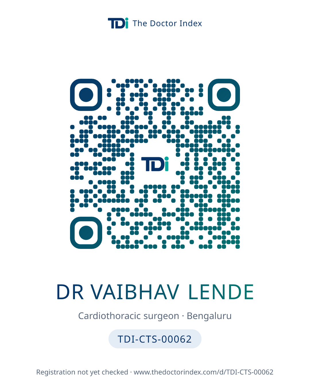 QR card for Dr Vaibhav Lende, TDI-CTS-00062