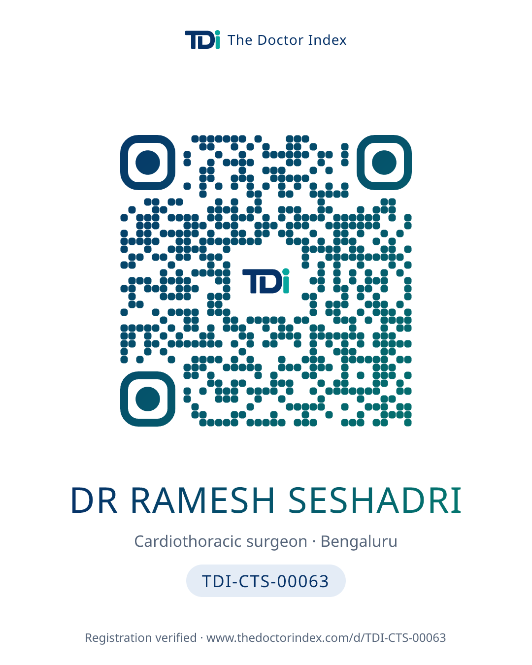 QR card for Dr Ramesh Seshadri, TDI-CTS-00063