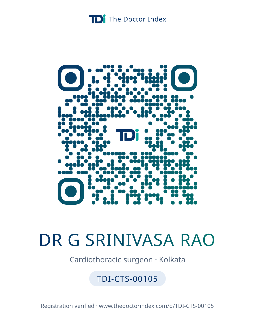 QR card for Dr G Srinivasa Rao, TDI-CTS-00105