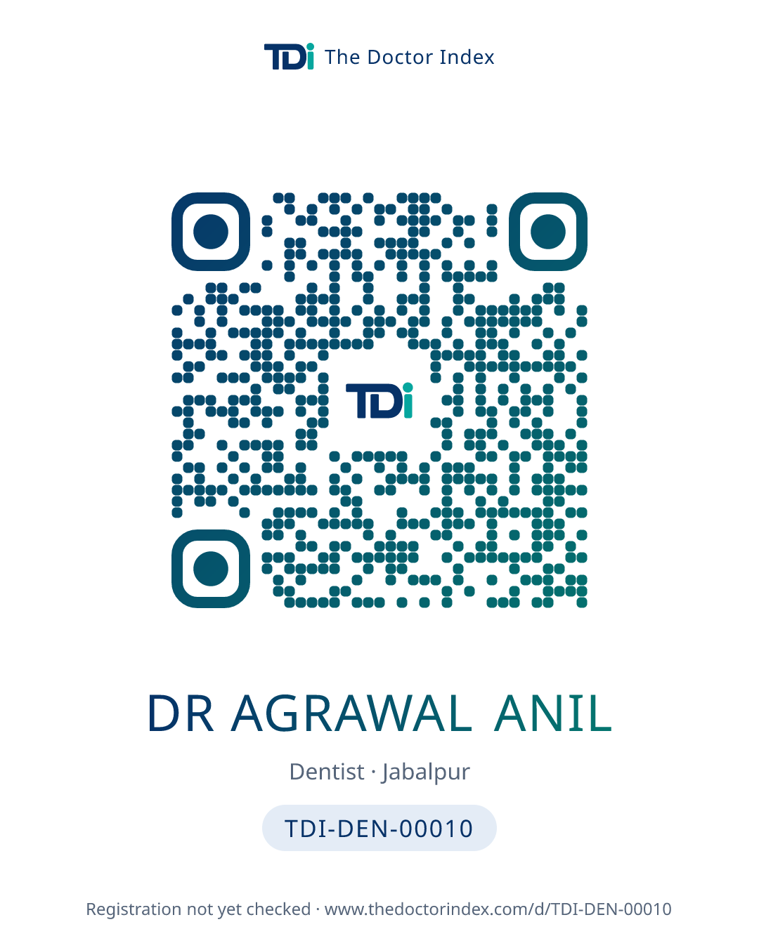 QR card for Dr Agrawal Anil, TDI-DEN-00010