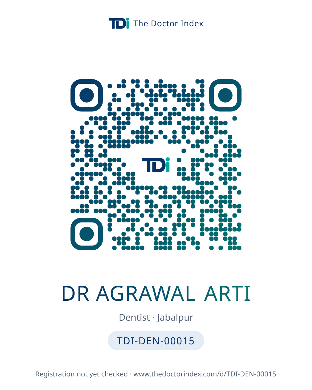 QR card for Dr Agrawal Arti, TDI-DEN-00015