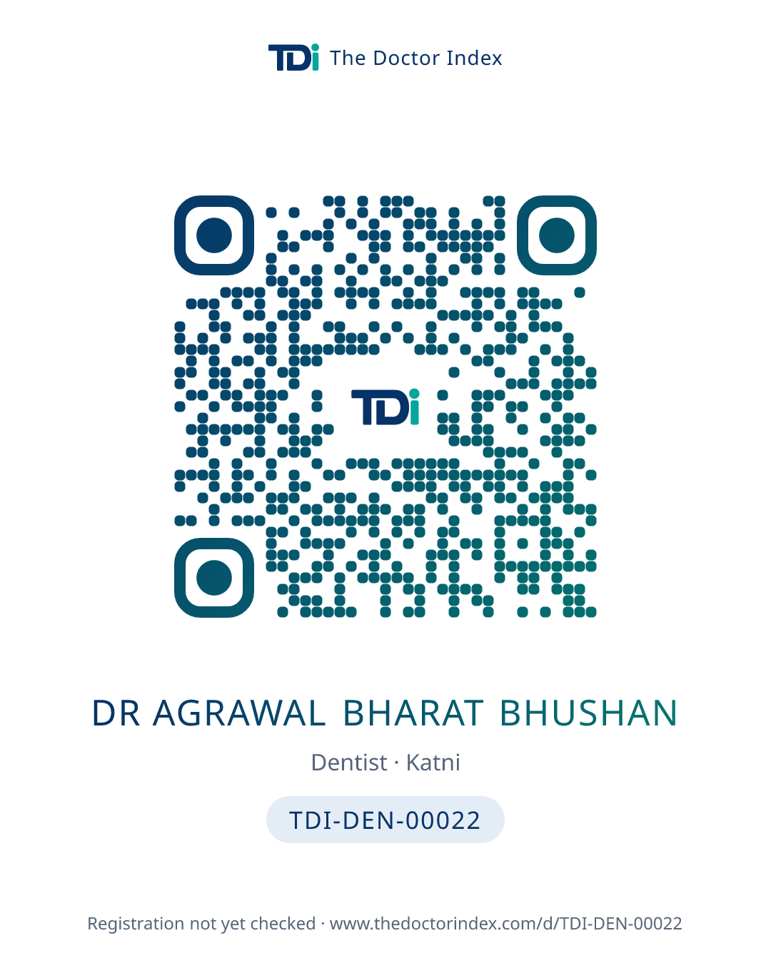 QR card for Dr Agrawal Bharat Bhushan, TDI-DEN-00022