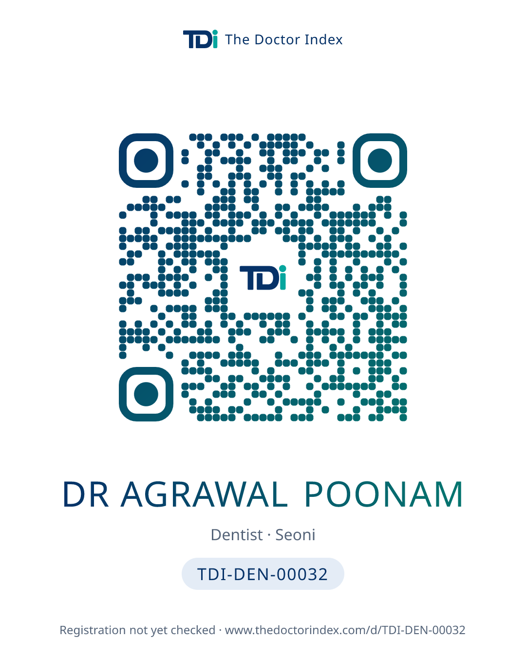QR card for Dr Agrawal Poonam, TDI-DEN-00032