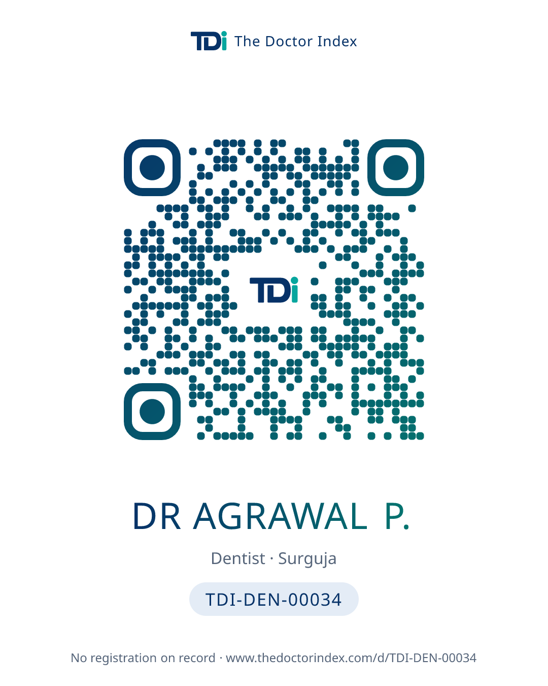 QR card for Dr Agrawal P., TDI-DEN-00034