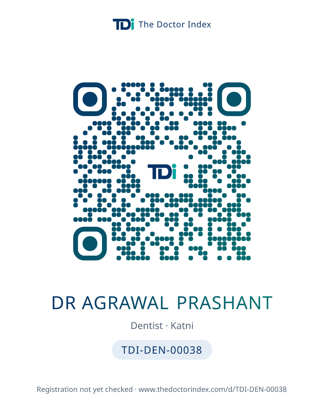 QR card for Dr Agrawal Prashant, TDI-DEN-00038
