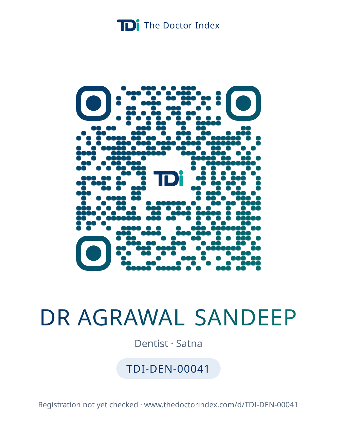 QR card for Dr Agrawal Sandeep, TDI-DEN-00041