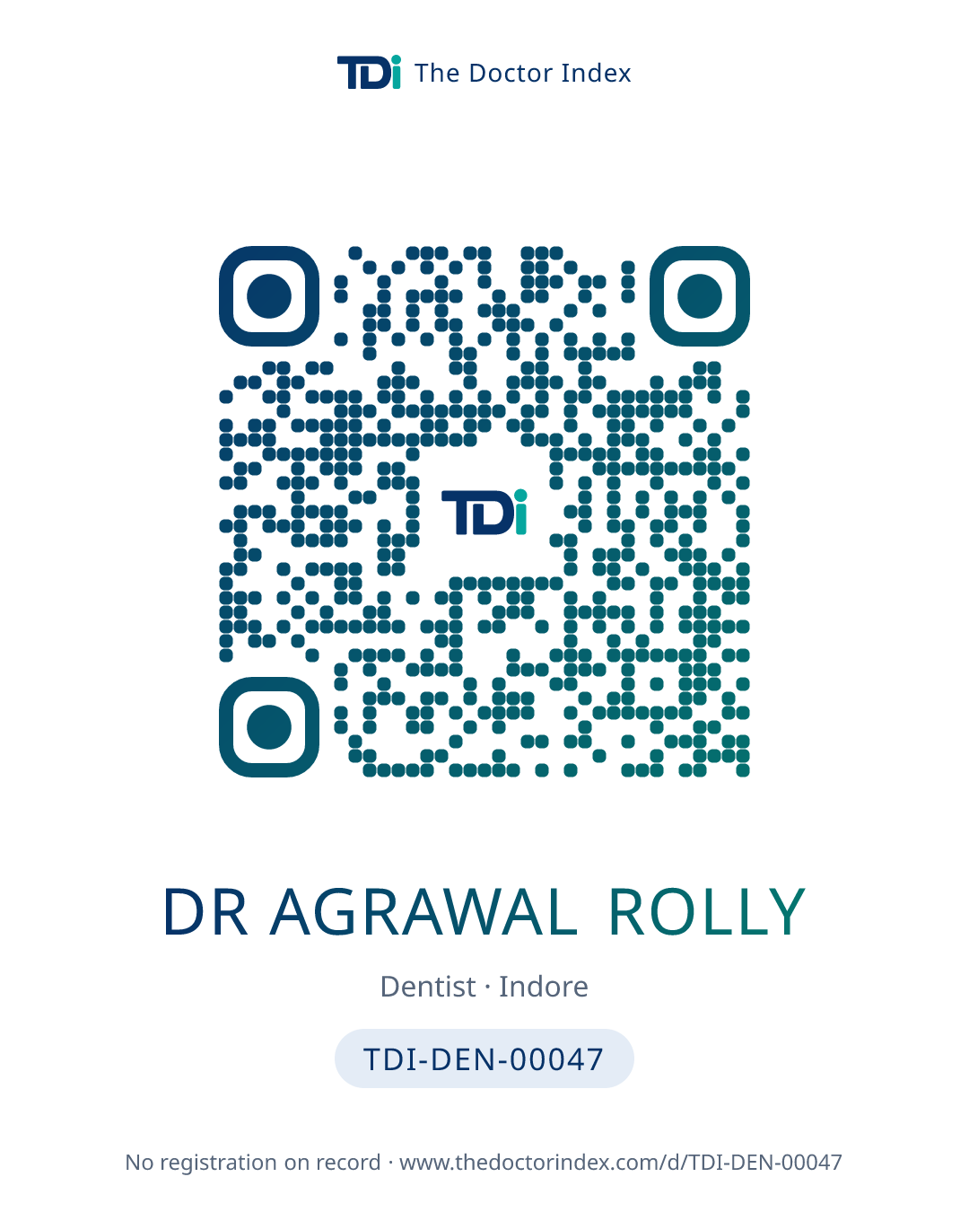QR card for Dr Agrawal Rolly, TDI-DEN-00047