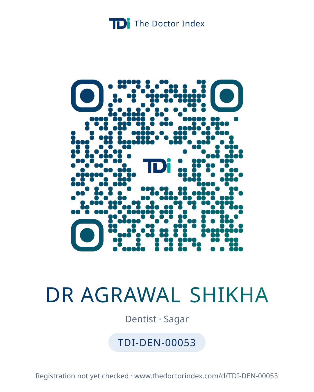 QR card for Dr Agrawal Shikha, TDI-DEN-00053