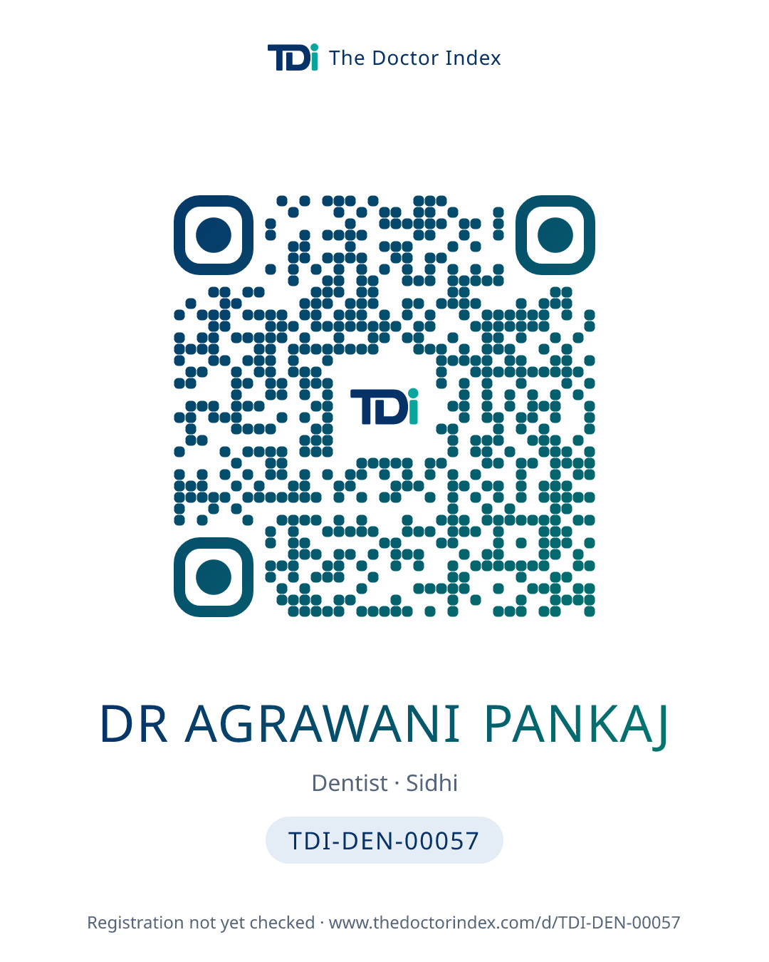 QR card for Dr Agrawani Pankaj, TDI-DEN-00057