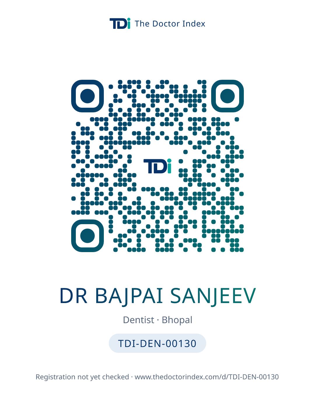 QR card for Dr Bajpai Sanjeev, TDI-DEN-00130