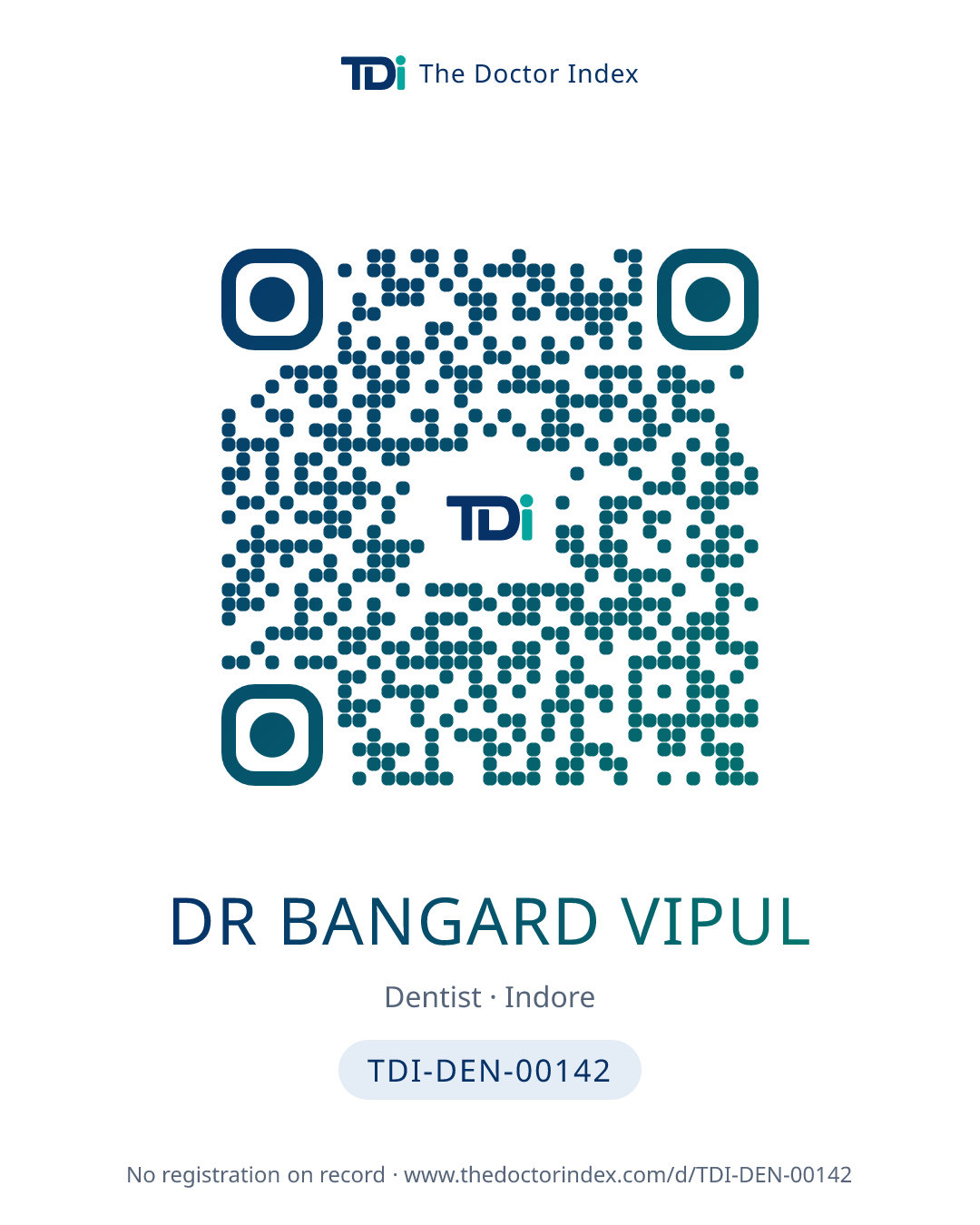 QR card for Dr Bangard Vipul, TDI-DEN-00142
