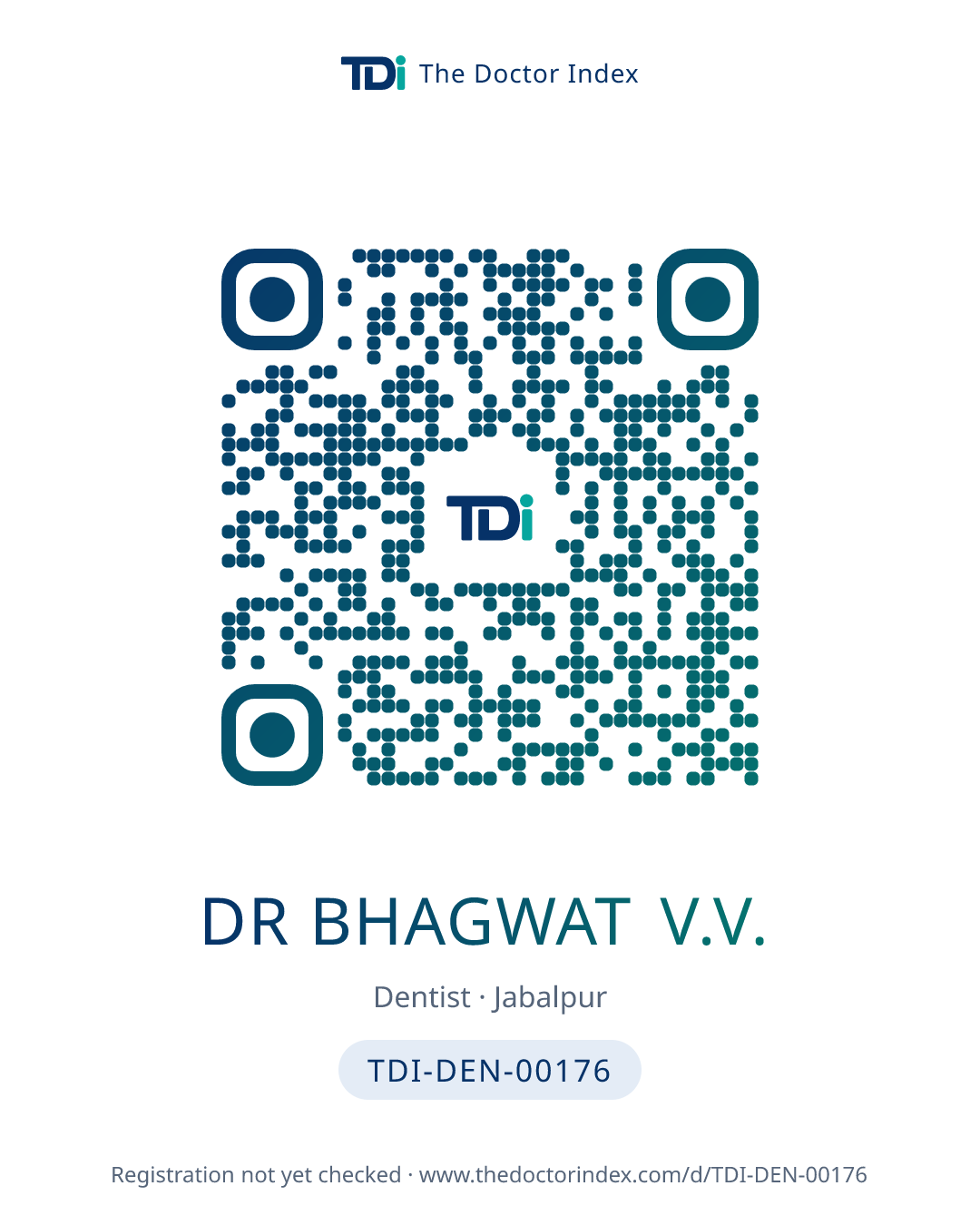 QR card for Dr Bhagwat V.V., TDI-DEN-00176