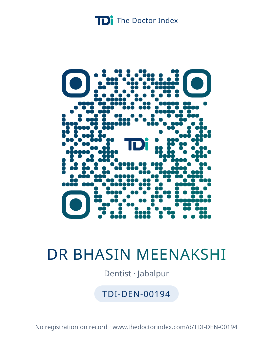 QR card for Dr Bhasin Meenakshi, TDI-DEN-00194
