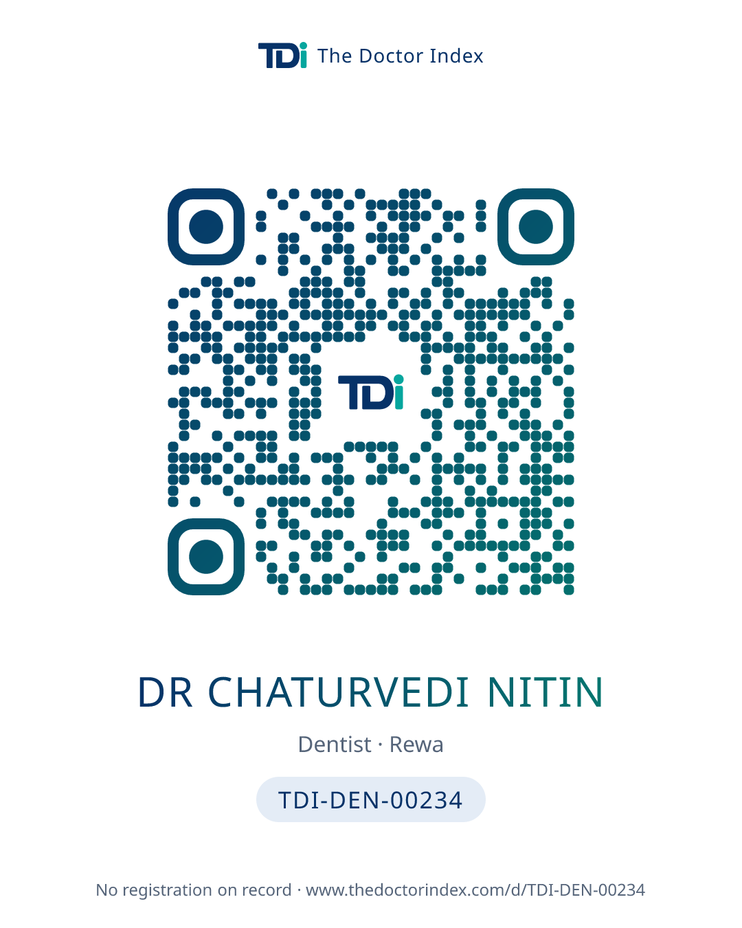 QR card for Dr Chaturvedi Nitin, TDI-DEN-00234