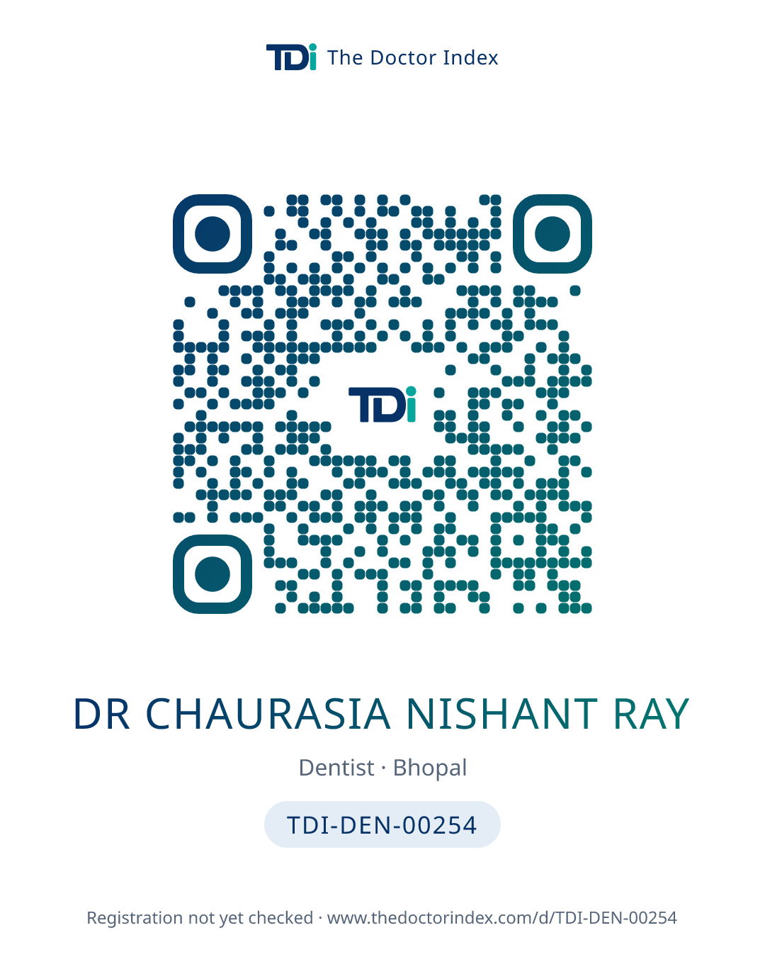 QR card for Dr Chaurasia Nishant Ray, TDI-DEN-00254