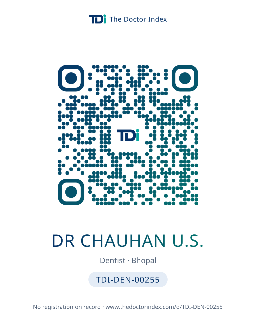 QR card for Dr Chauhan U.S., TDI-DEN-00255
