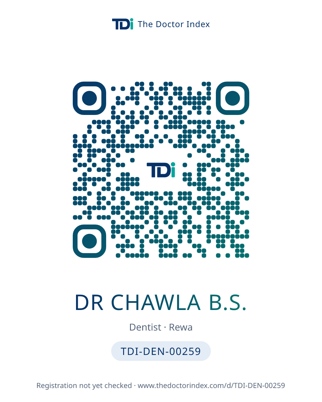 QR card for Dr Chawla B.S., TDI-DEN-00259