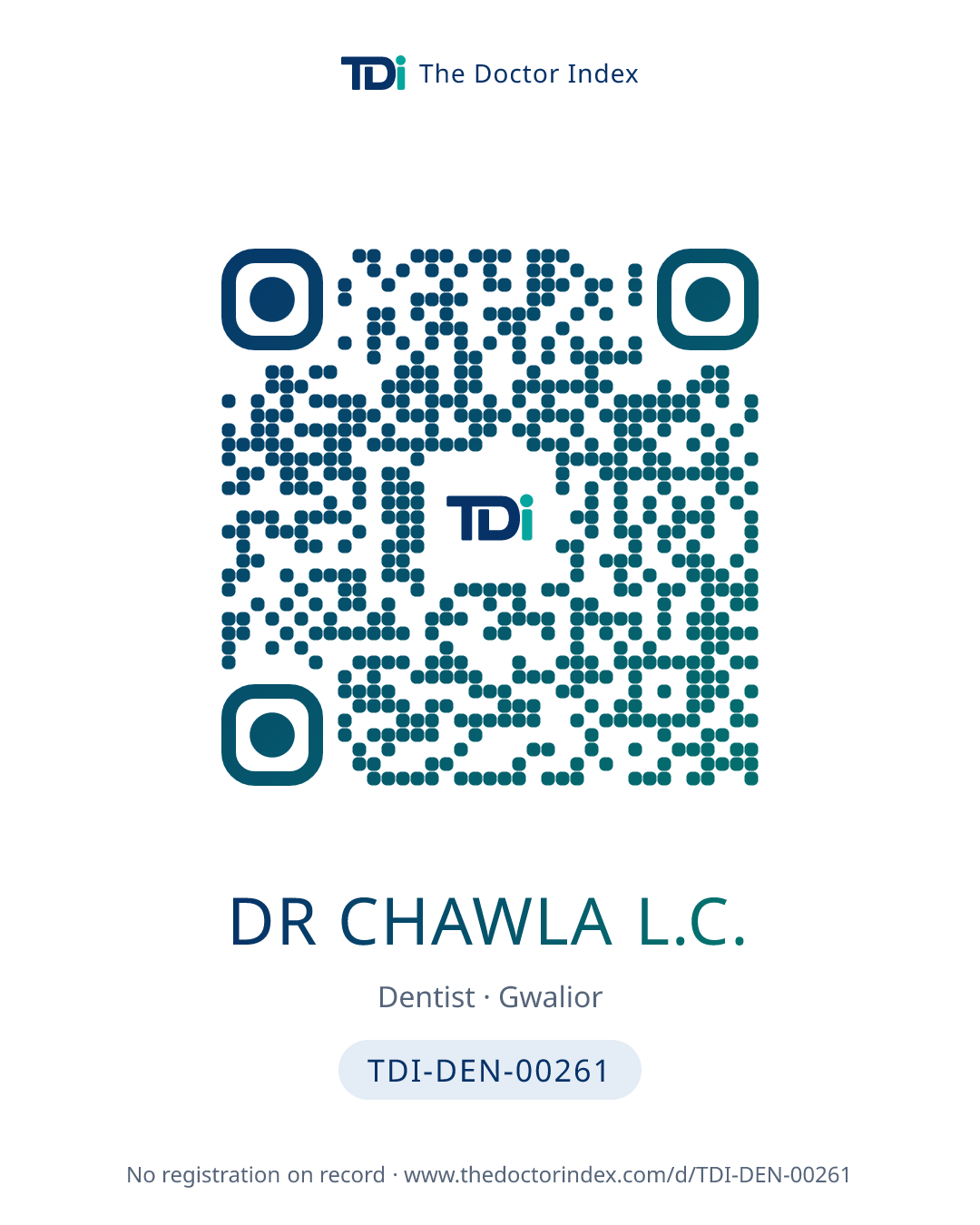 QR card for Dr Chawla L.C., TDI-DEN-00261