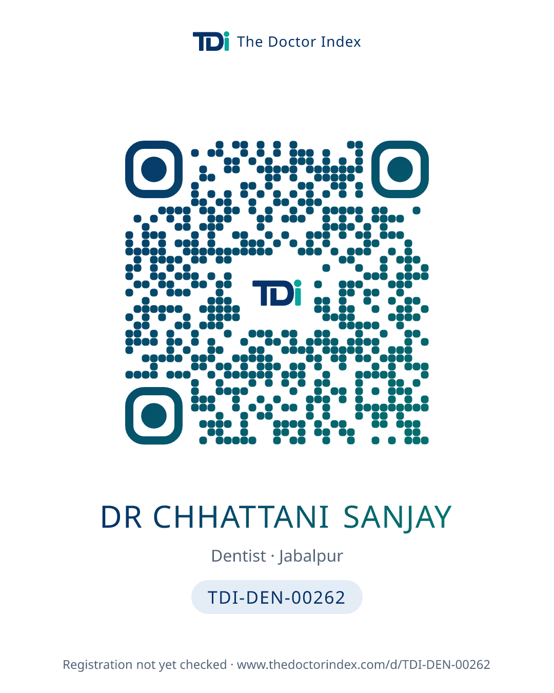 QR card for Dr Chhattani Sanjay, TDI-DEN-00262
