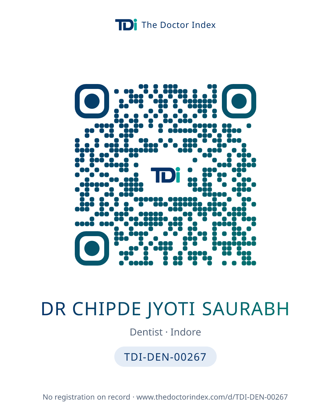 QR card for Dr Chipde Jyoti Saurabh, TDI-DEN-00267