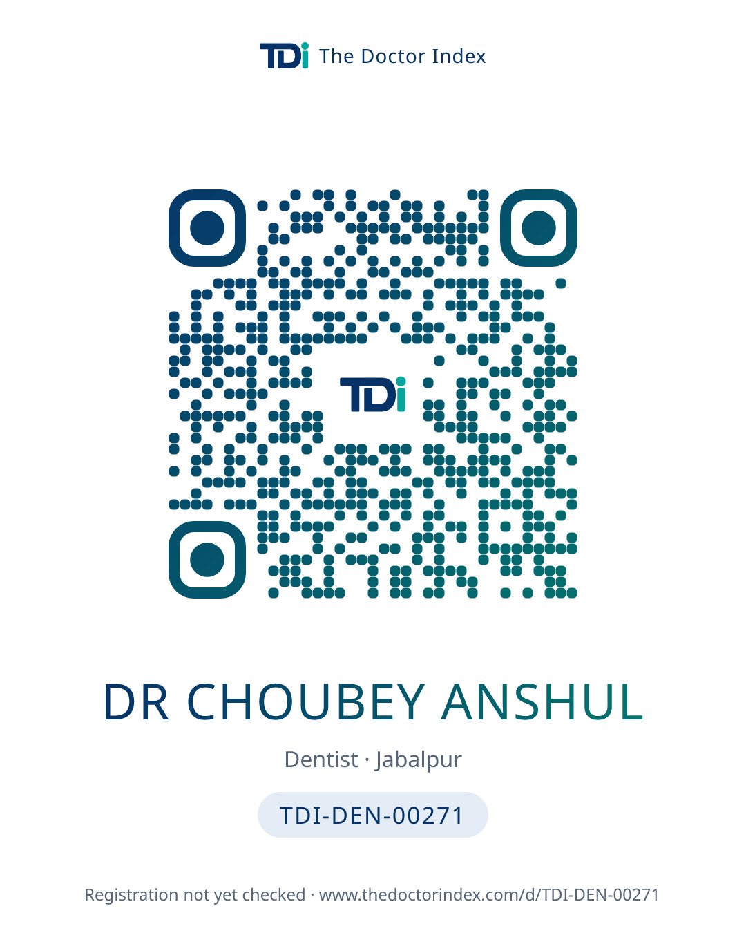QR card for Dr Choubey Anshul, TDI-DEN-00271