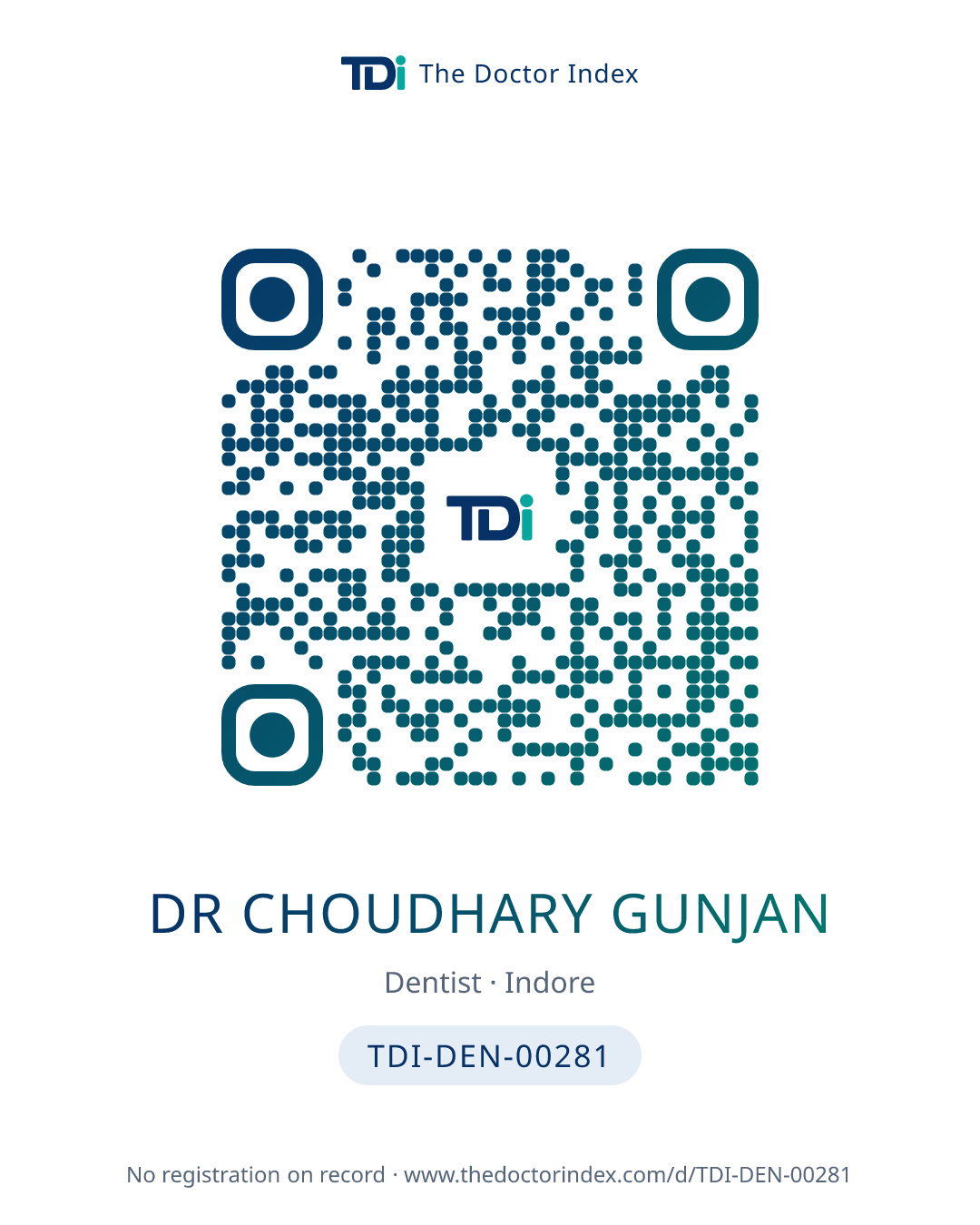 QR card for Dr Choudhary Gunjan, TDI-DEN-00281