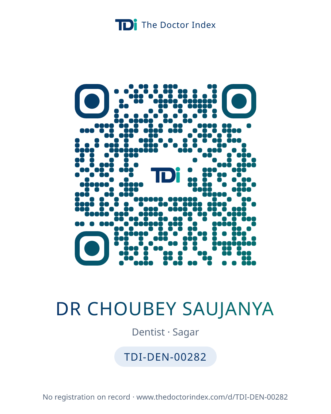 QR card for Dr Choubey Saujanya, TDI-DEN-00282
