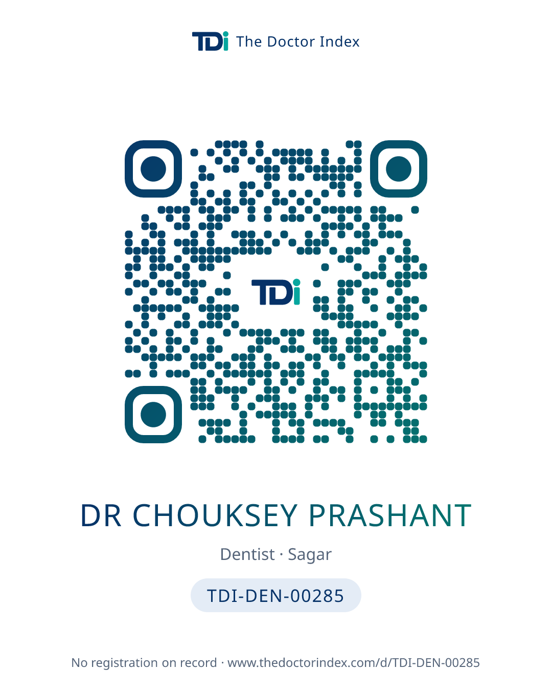 QR card for Dr Chouksey Prashant, TDI-DEN-00285
