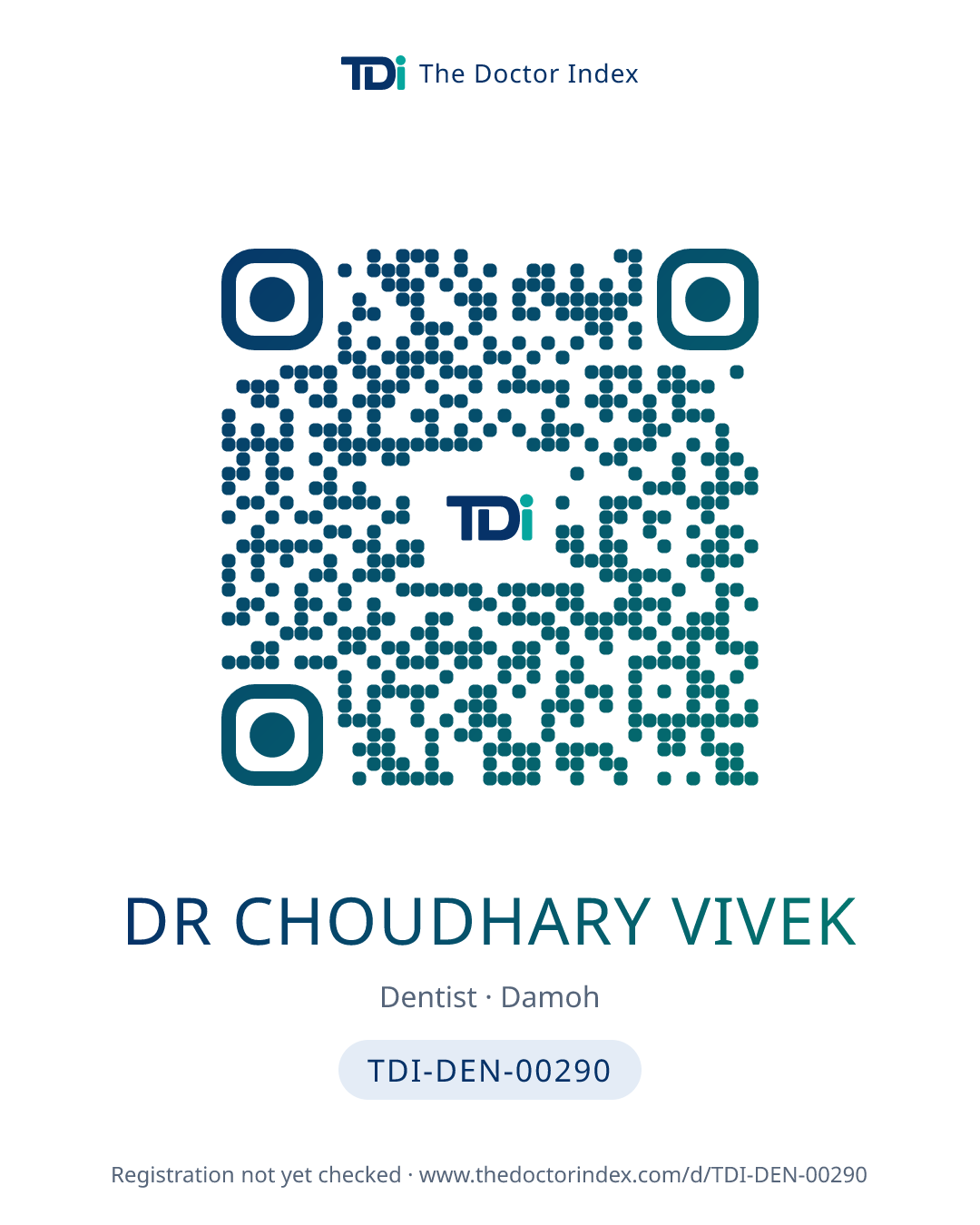 QR card for Dr Choudhary Vivek, TDI-DEN-00290