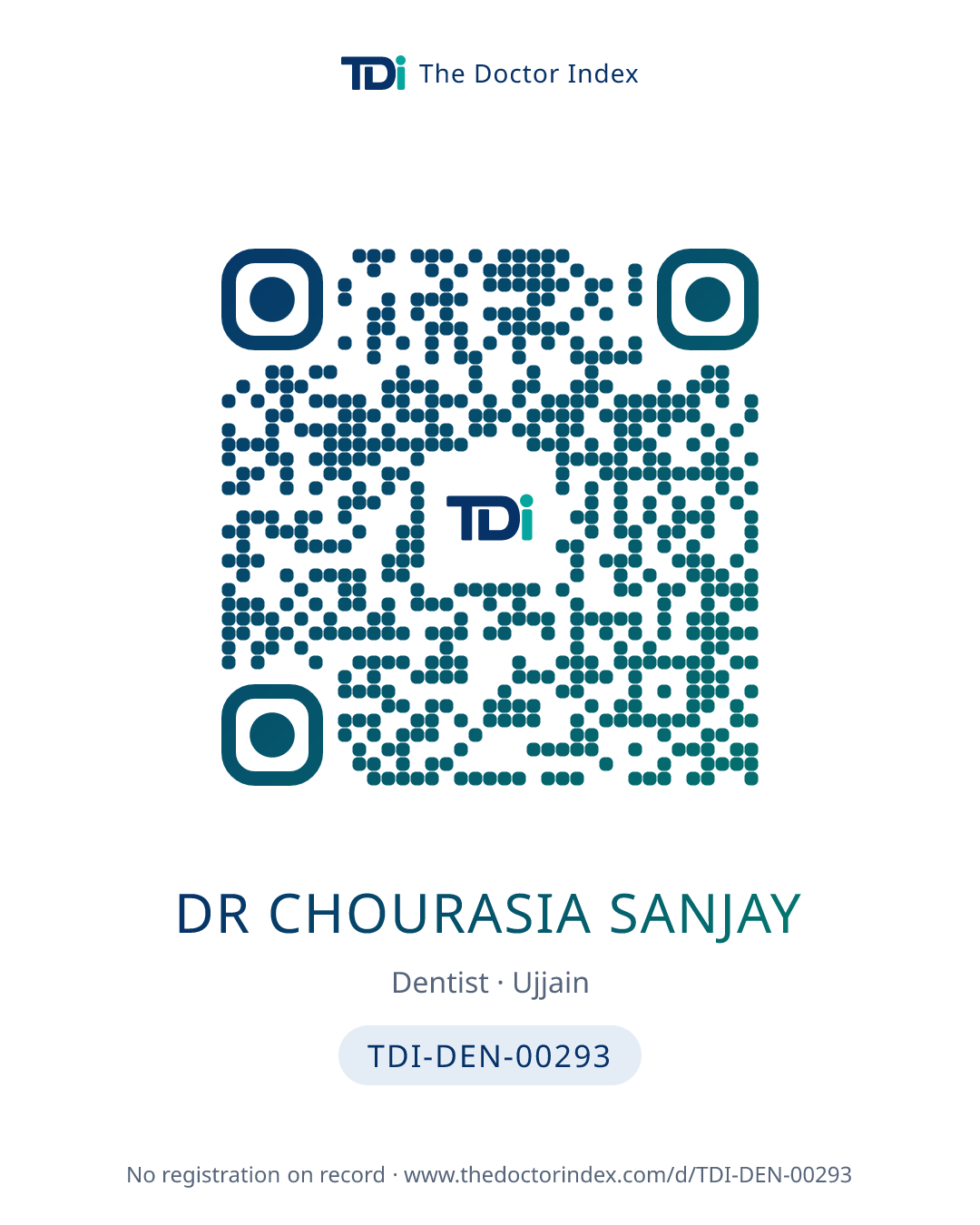 QR card for Dr Chourasia Sanjay, TDI-DEN-00293