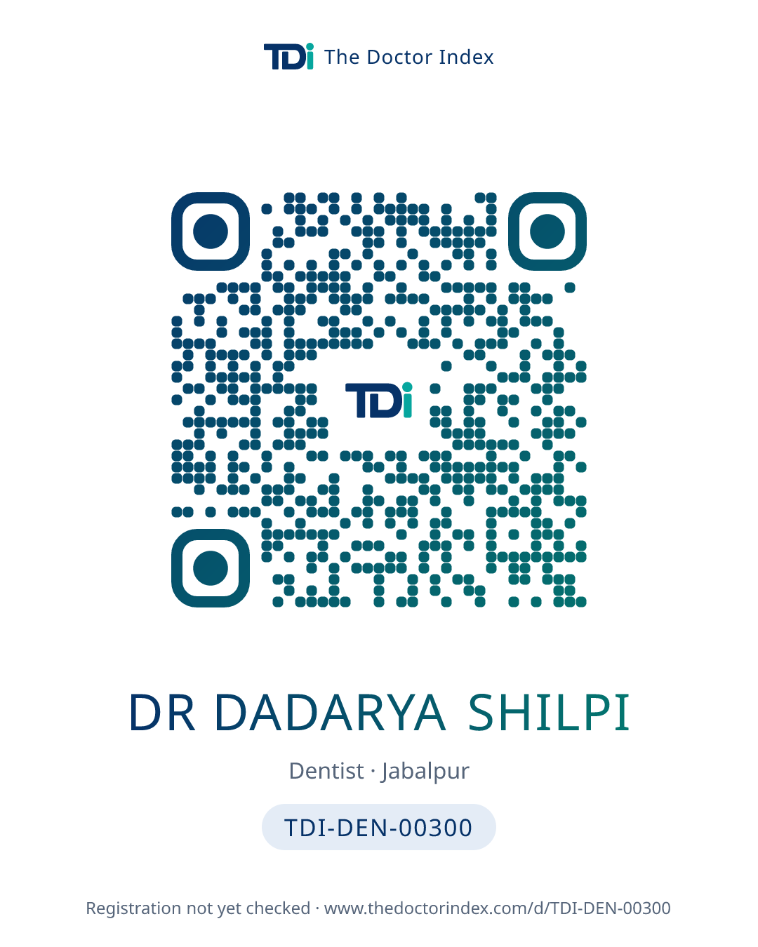 QR card for Dr Dadarya Shilpi, TDI-DEN-00300