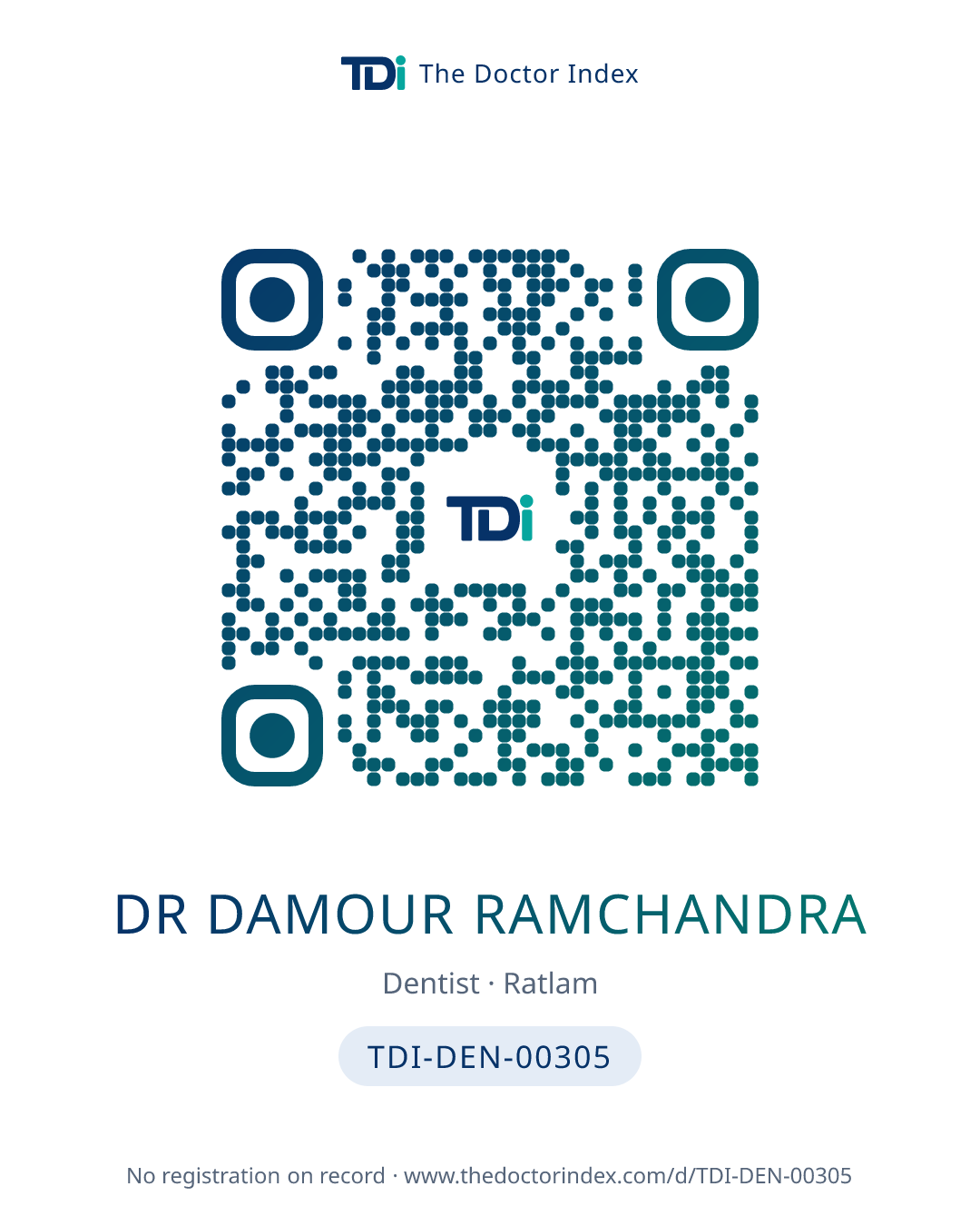 QR card for Dr Damour Ramchandra, TDI-DEN-00305