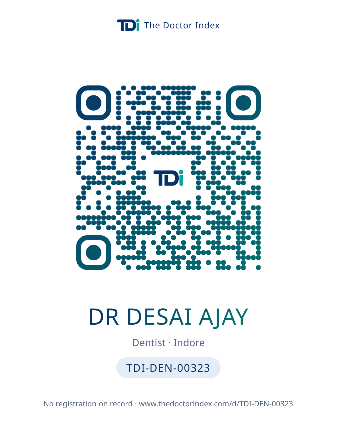QR card for Dr Desai Ajay, TDI-DEN-00323