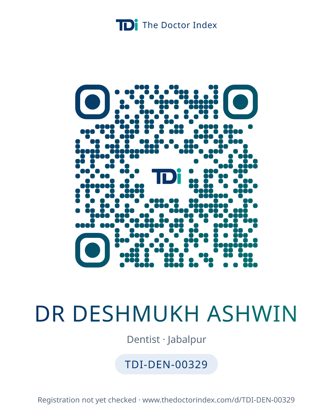 QR card for Dr Deshmukh Ashwin, TDI-DEN-00329