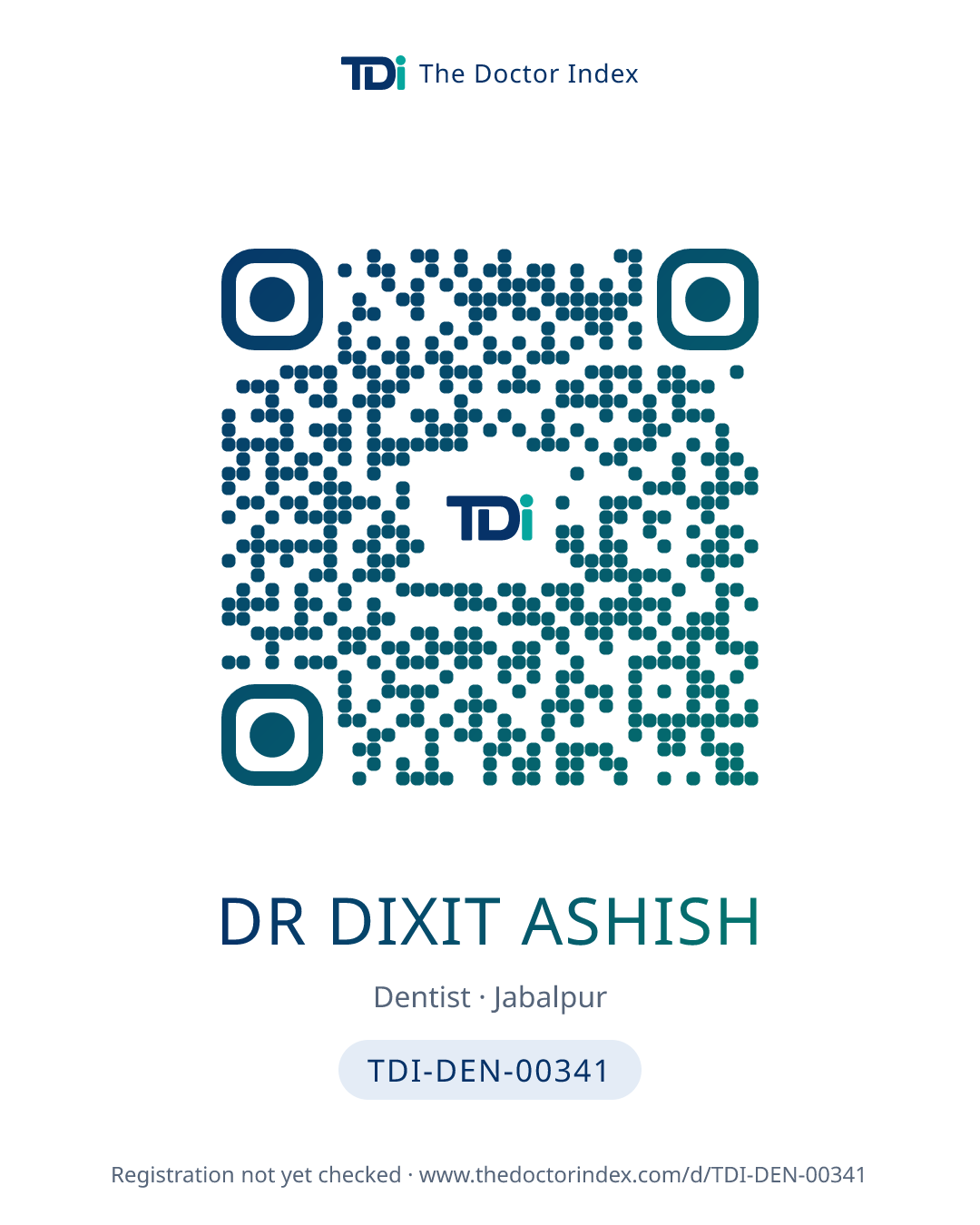 QR card for Dr Dixit Ashish, TDI-DEN-00341