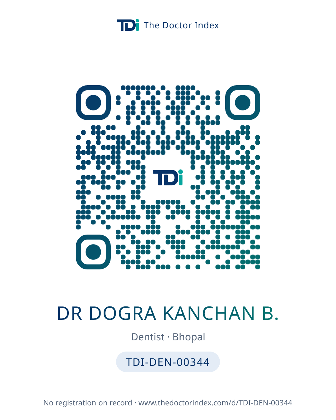 QR card for Dr Dogra Kanchan B., TDI-DEN-00344