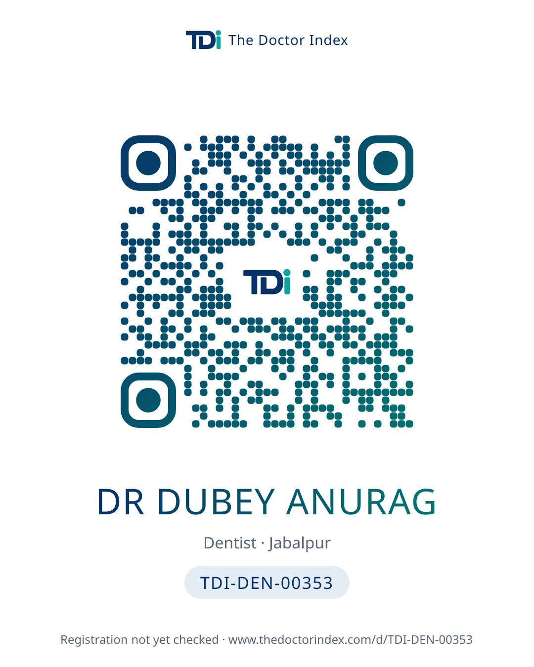 QR card for Dr Dubey Anurag, TDI-DEN-00353
