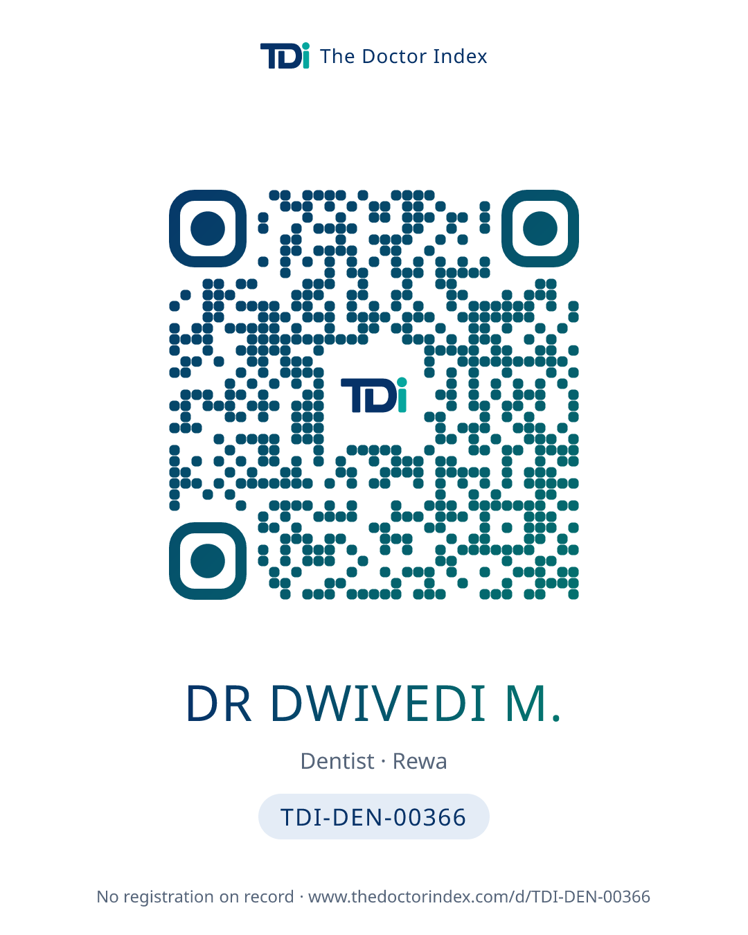 QR card for Dr Dwivedi M., TDI-DEN-00366