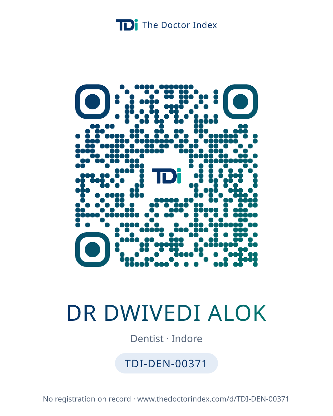 QR card for Dr Dwivedi Alok, TDI-DEN-00371