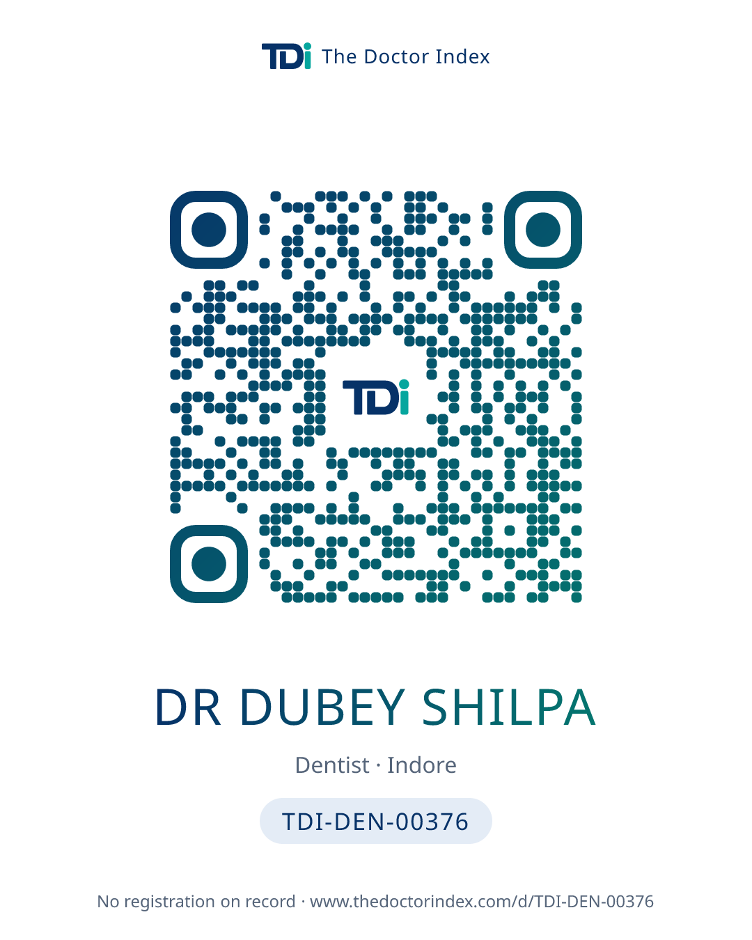 QR card for Dr Dubey Shilpa, TDI-DEN-00376