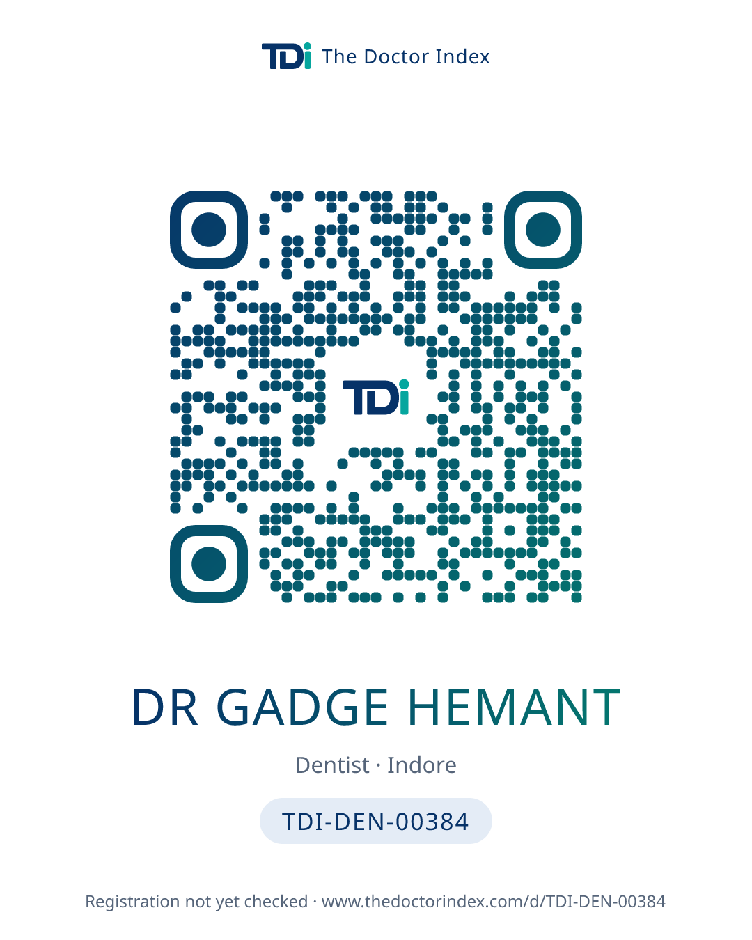 QR card for Dr Gadge Hemant, TDI-DEN-00384