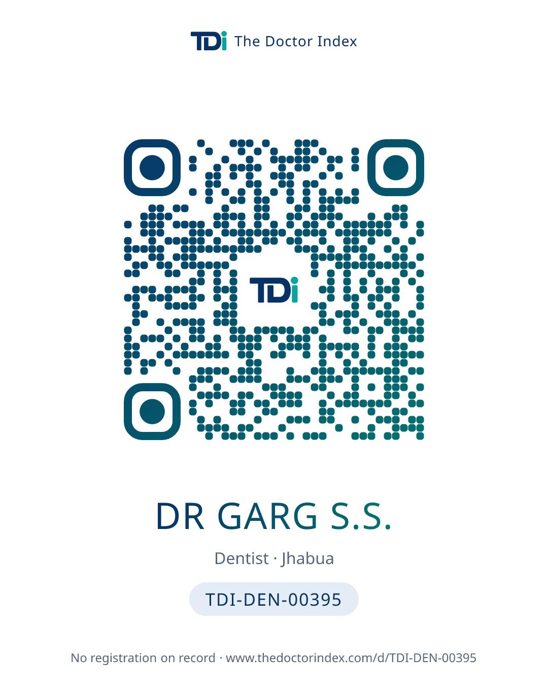 QR card for Dr Garg S.S., TDI-DEN-00395