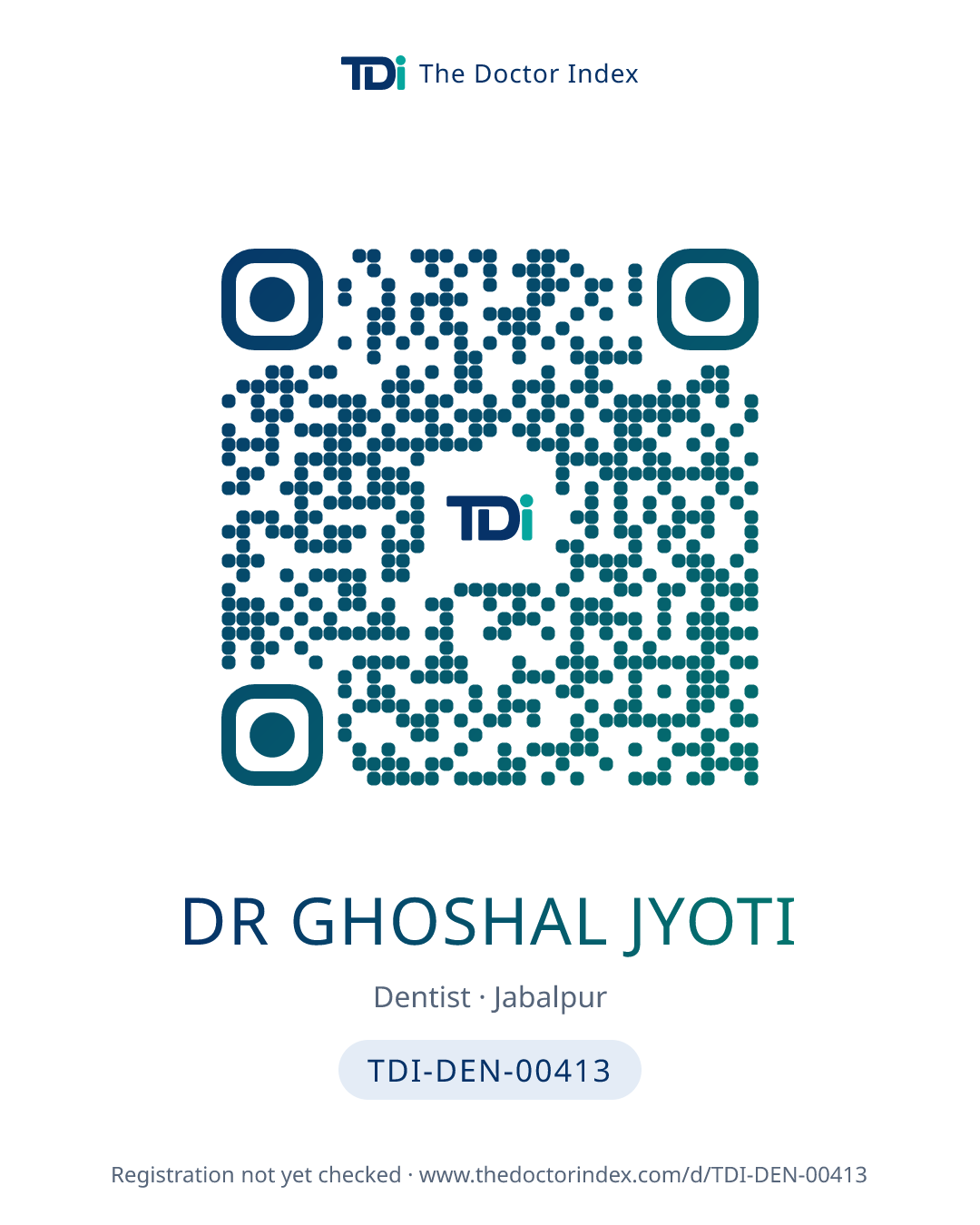 QR card for Dr Ghoshal Jyoti, TDI-DEN-00413