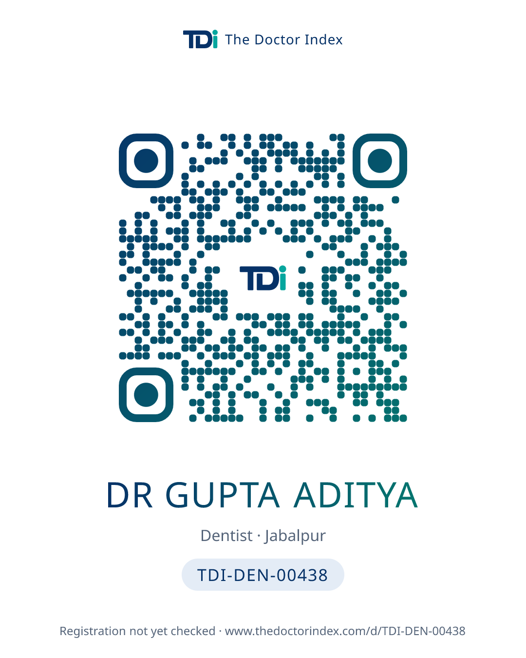 QR card for Dr Gupta Aditya, TDI-DEN-00438