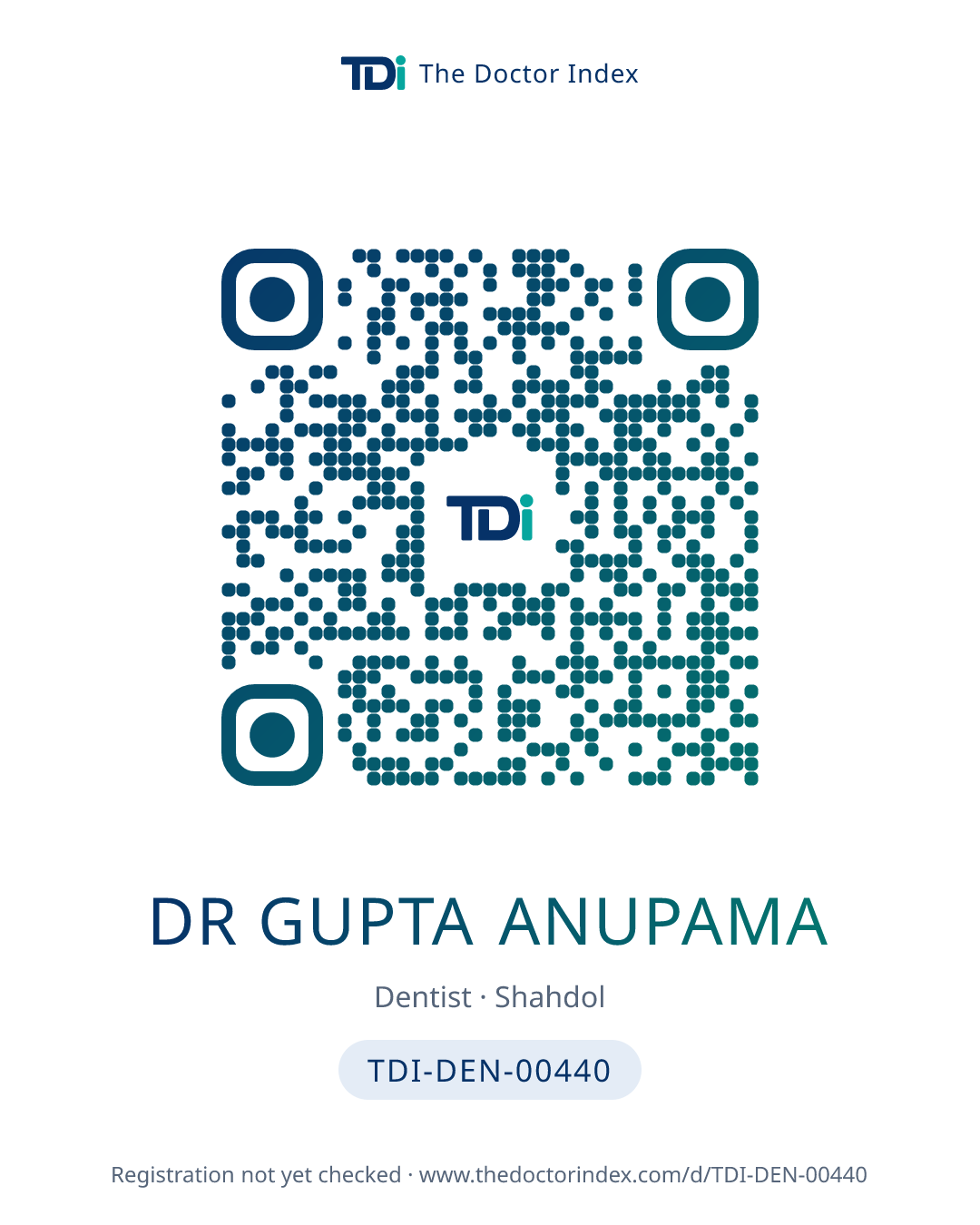 QR card for Dr Gupta Anupama, TDI-DEN-00440